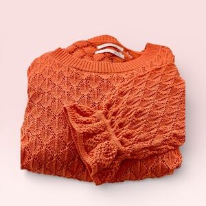 Anthropologie Flounce-Hem Pointelle Sweater, L